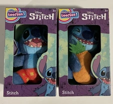 Disney Stitch 3'' Micro Teenies Plush Lot Of 2 with Board Shorts And Pineapple