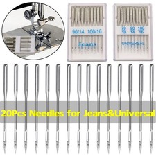 20 Pcs Sewing Machine Needles Universal Sizes 90/14 100/16 110/18 Heavy Duty ...
