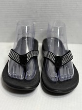 Vionic Tide Rhinestone Thong Sandals Black Womens Size 7 Orthotic Flip Flop