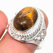 Tiger's Eye Gemstone 925 Sterling Silver Jewelry All Size Ring For Gift