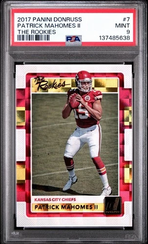 2017 Panini Donruss Optic PATRICK MAHOMES II The Rookies RC Holo Prizm #7 PSA 9