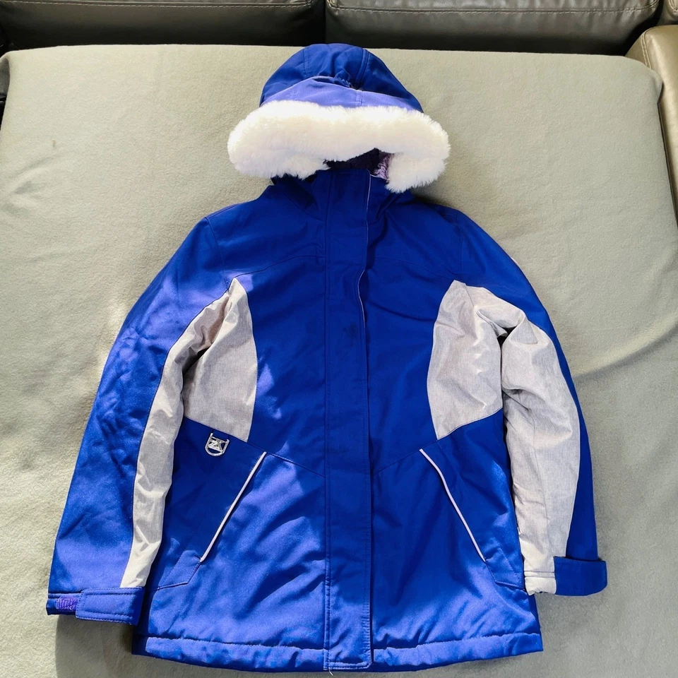 Chaqueta de esquí ZeroXposur niñas 14/16 3 en 1 púrpura azul resistente al agua abrigo de invierno Foto 2 de 4