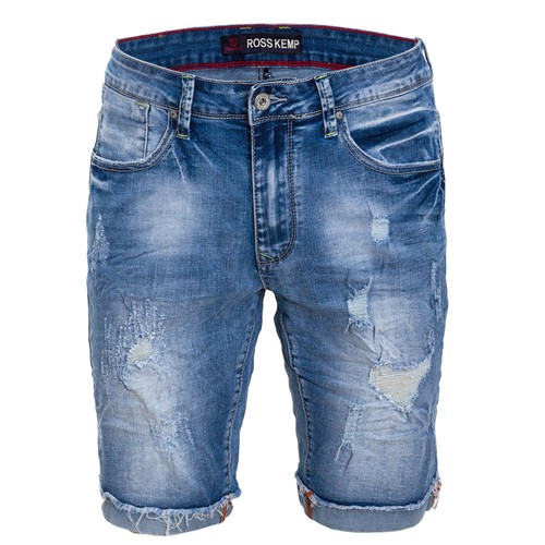 Bermuda uomo jeans corto denim strappato pantaloncini con strappi casual  T386 | eBay