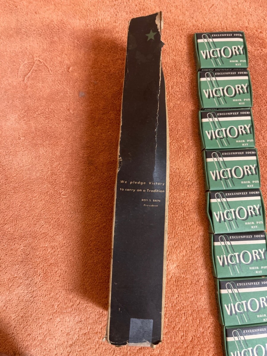 VINTAGE VICTORY HAIR PIN KITS + WALL DISPLAY BOX WWII ERA View 6