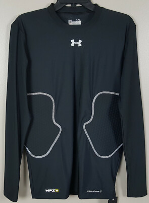 UNDER ARMOUR MPZ BASKETBALL PADDED COMPRESSION SHIRT LS BLACK 1221717 (SIZE XL)
