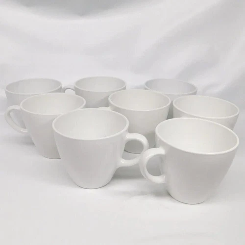 Set of 8 - Corning Centura White Coffee Tea Cups Mugs
