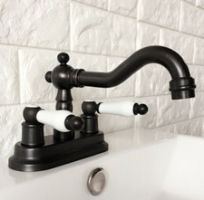 Oil Rubbed Bronze Deck Mount 2 Hole Bathroom Basin Faucet Vessel Sink Mixer Tap