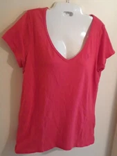 Ralph Lauren Sport Womens Large Red V-Neck T-Shirt Pony Logo EUC