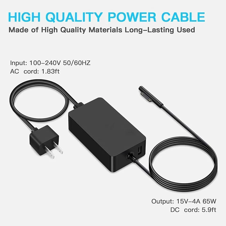 LOTE 10/100 PEÇAS 65W carregador modelo 1706 para Microsoft Surface Book Pro 3 4 5 6 7 Go - Imagem 3 de 4