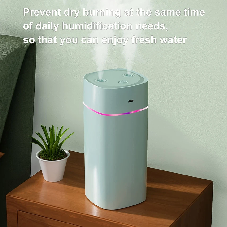 Portable Mist Humidifier; 600ml Small Desk Cool Mini Humidifier With Colorful Ni - Image 3 of 4