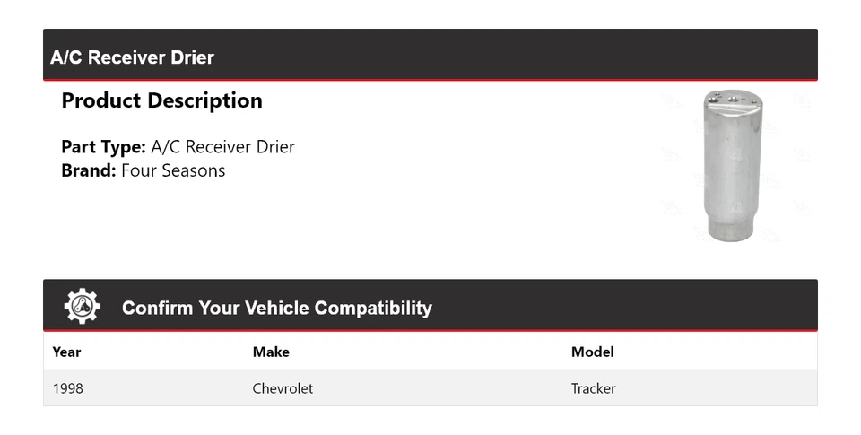For 1998 Chevrolet Tracker A/C Receiver Drier 4 Seasons - Image 2 of 4