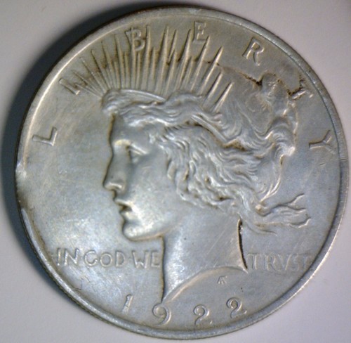 1922 CLIPPED ERROR SILVER Peace Dollar XF Coin NICE $1 Blakesley Clip LOT #1 NR - Picture 3 of 4