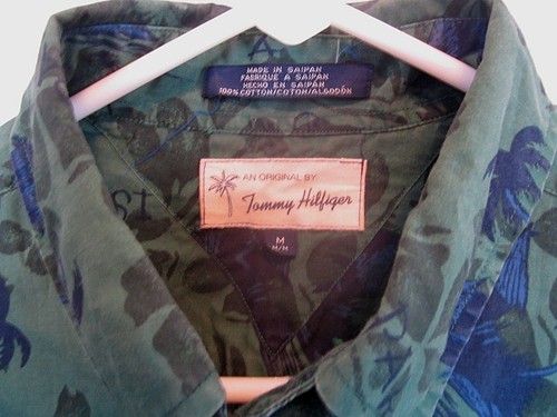 Camicia uomo Tommy Hilfiger Island Paradise verde blu bottoni medi -aloha - Foto 4 di 5