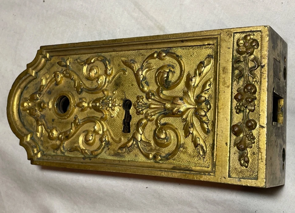 罕见古董法国镀金青铜门锁五金打捞华丽维多利亚 — 第 4/4 张图片