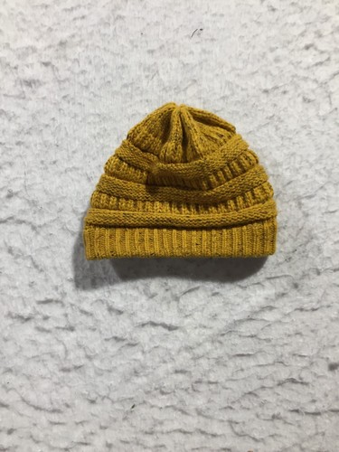 C.C Beanie Hat Womens One Size Fits All Yellow Knit Logo - Picture 4 of 5