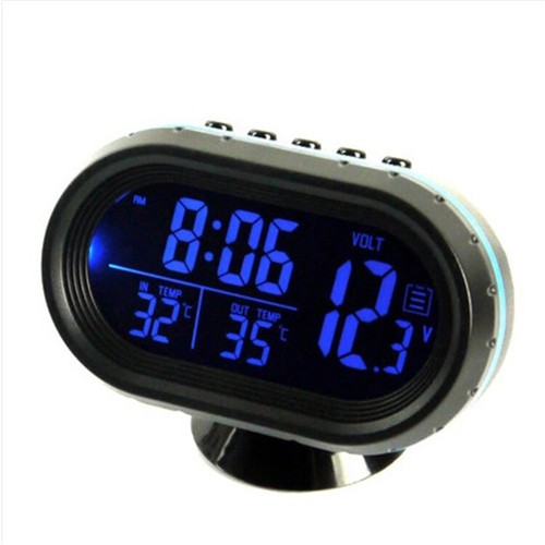 12V 2 In 1 LED Digital Car Clock Thermometer Voltmeter Dual Temperature Gauge - Picture 13 of 16