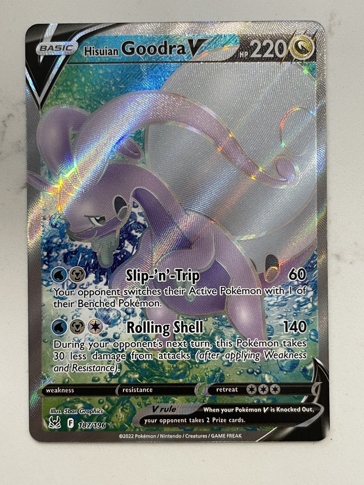 Hisuian Goodra V 187/196 Pokemon TCG Lost Origin Full Art NM
