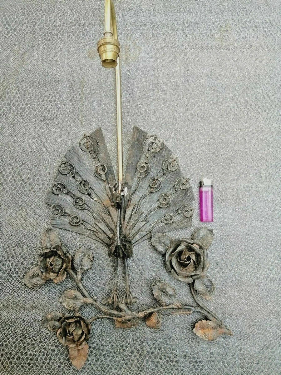 PAIRE D'ANCIENNES APPLIQUES EN FER FORGE GILBERT POILLERAT Baroque 1940 - Décoration