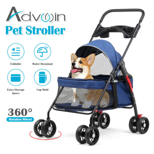 Advwin Large Pet Stroller Dog Pram Cat Travel Carrier Foldable Pushchair 4Wheels - Picture 1 of 12