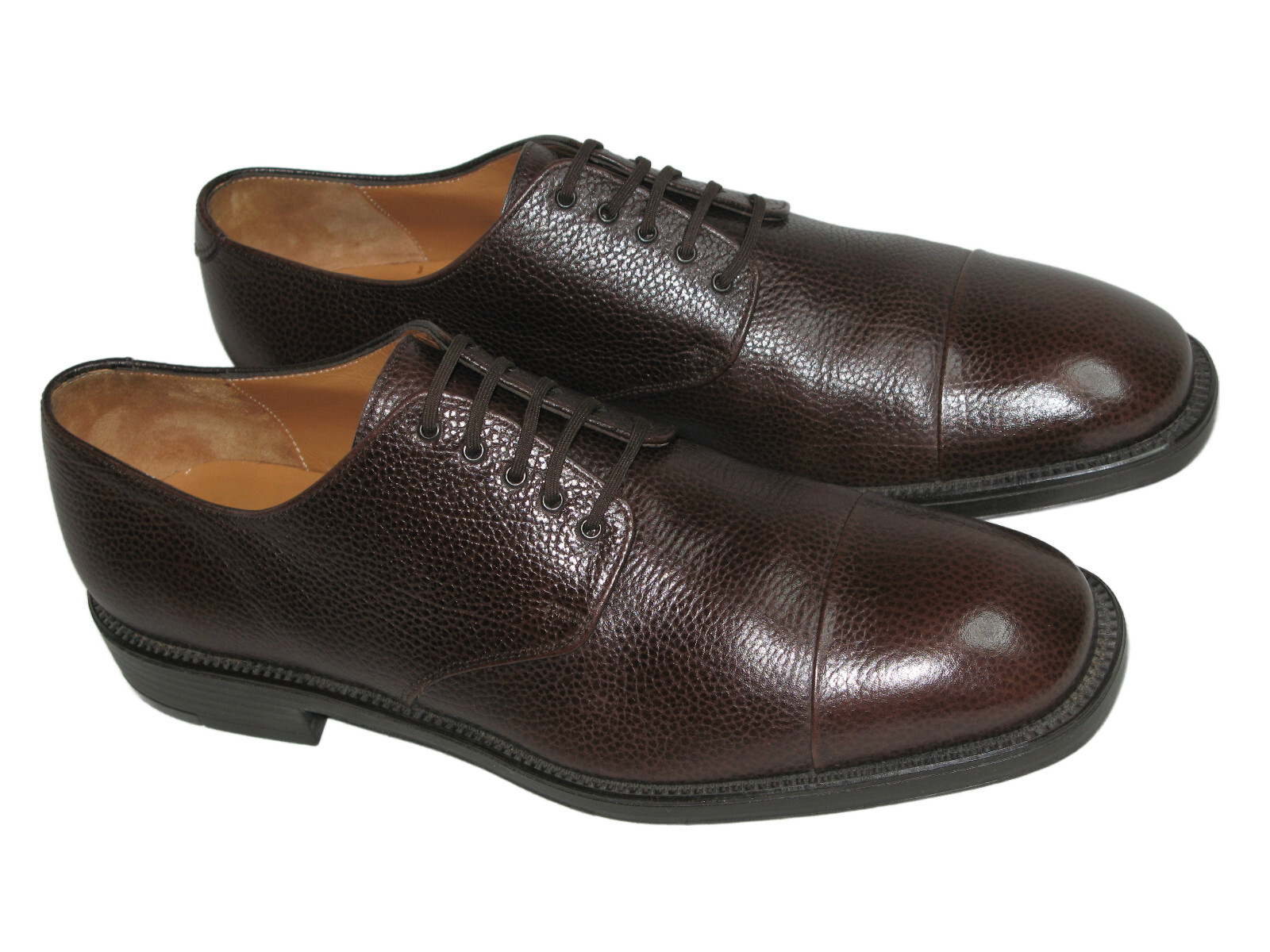 SAOLA Scarpe eleganti Salvatore Ferragamo Studio punta a cappuccio uomo taglia 8 5 D pelle marrone ciottolo