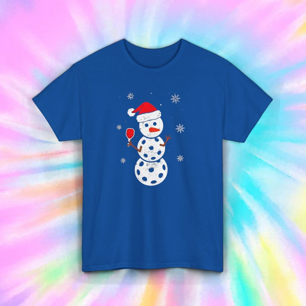 Pickleball Snowman T-Shirt | Funny Christmas Holiday Graphic Tee |  S-5XL