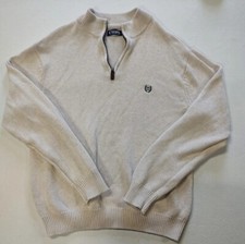 Chaps Ralph Lauren Chunky Knit Sweater Pullover 1/4 Zip Mock Neck Ivory XL