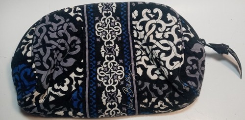 Vera Bradley schwarz blau grau weiß kosmetische Make-up-Tasche 9 Zoll x 6