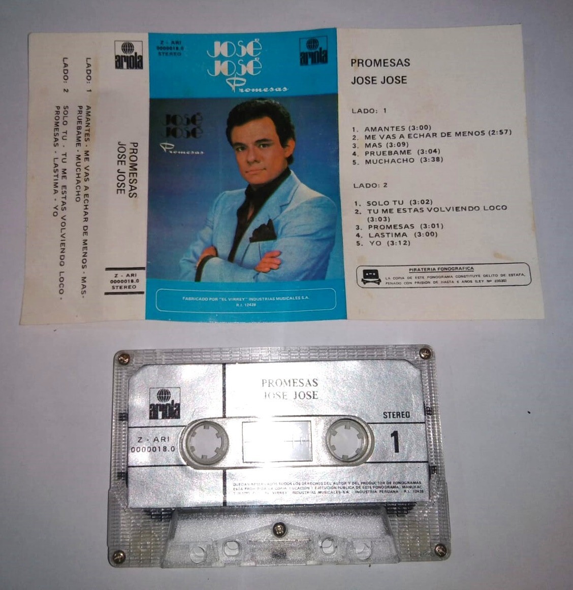 Peru Ed. Jose Jose - Cassette - Promesas - 1985 - Ariola | eBay