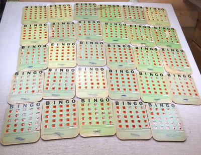 Vtg Bingo Cards Red Shutter Slide Lot of 29 See Photos Read
