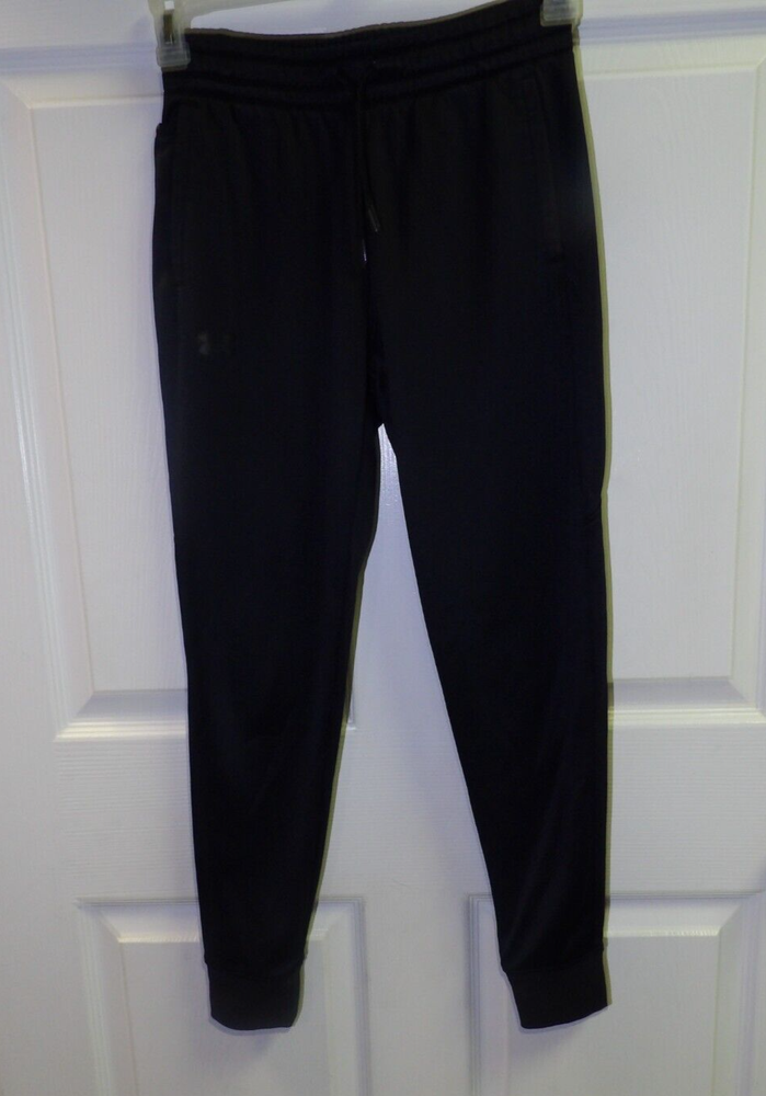 Under Armour Boys Large YLG Coldgear Athletic Pants Loose Fit Black Drawstring CT01