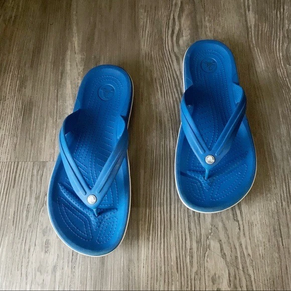 Crocs Flip Flops Sandals Blue Mens Size 8