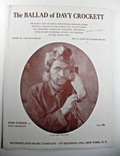 "The Ballad of Davy Crockett"  1954 Vintage Original Sheet Music  Fess Parker