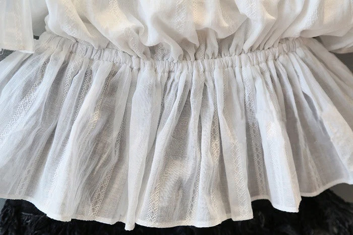 2pcs Kids Baby Girls Outfit Off Shoulder Tops+ Denim shorts Summer Clothes Set - Image 3 of 4