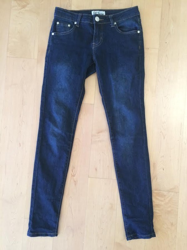 New Sky Bottoms Blue Denim womens juniors Skinny Jeans Pants size 1