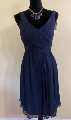 J. Crew Heidi Bridesmaid Dress Silk Chiffon Navy Size Petite 4 NWT | eBay