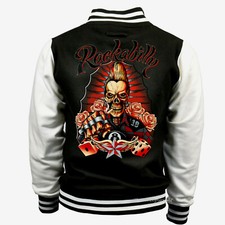 Rockabilly College Jacke Tattoo Psycho Skull lucky Kustom Oldschool *1089