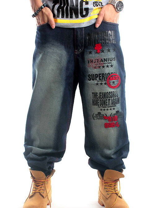 New Mens Baggy Loose Jeans Denim Stonewashed Pants Trousers Hip-Hop W30 ...