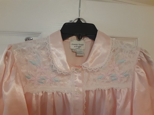 Vintage Amanda Stewart Intimates Women's Med 2 Pc Nightwear Lace Floral Detail - Picture 5 of 21