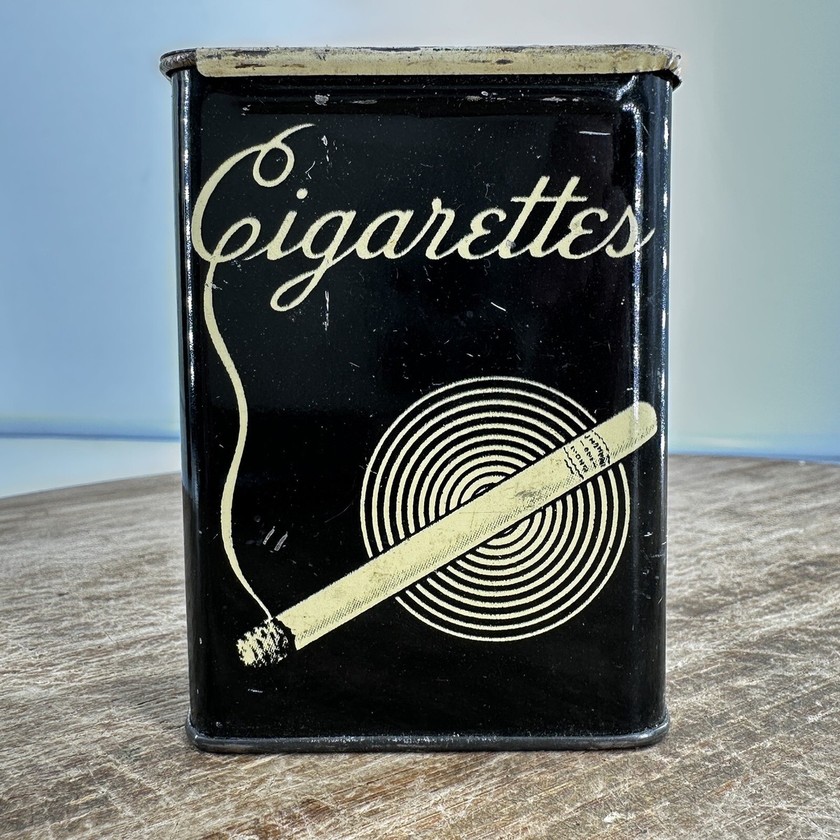 1930's-40's Art Deco “Cigarettes” Tins 3 Inch Tall Continental Can Company  Litho