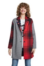 Desigual Londres Mixed Tartan & Check Relaxed Coat Rrp£269 Sz 36-46 Uk 8-18