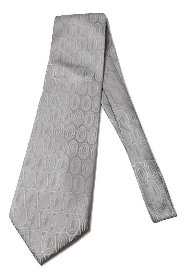 Corbata de cuello Farentino Ferre 100 % seda plateada hecha a mano con estampado geométrico para hombre Foto 4 de 4