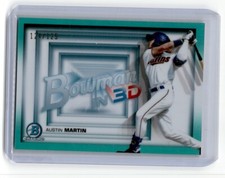 2022 Bowman in 3-D! Aqua Refractor Austin Martin #B3D-17 124/125 Minnesota Twins