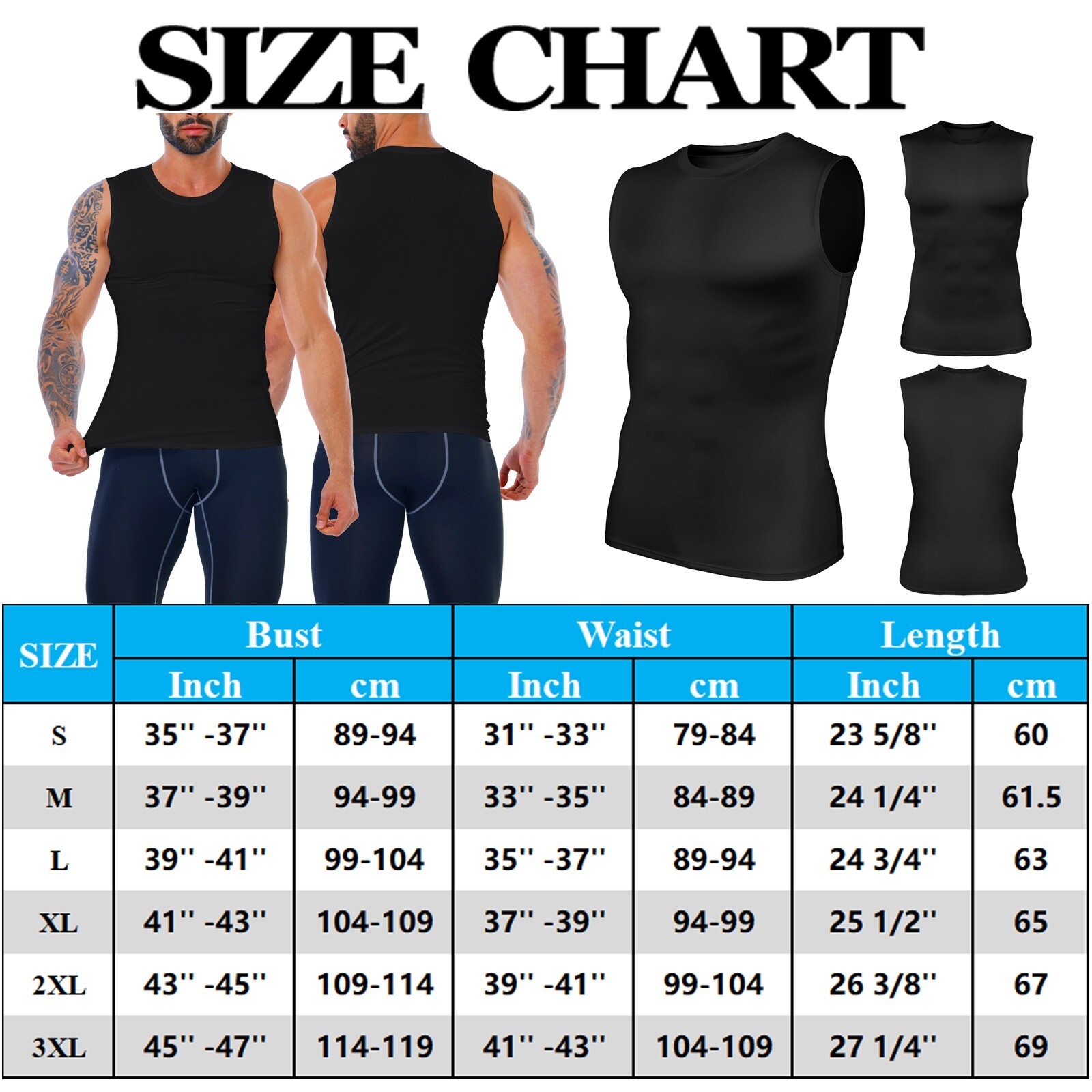 Mens Compression Sport Vest Tight Tank Base Layer Sleeveless T-Shirt Top Singlet