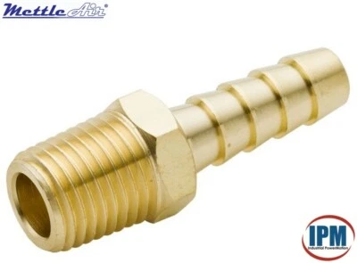 1/2" Hose ID Barb x 3/8" NPT Male Brass Straight Fitting 125-8C MettleAir NEW!