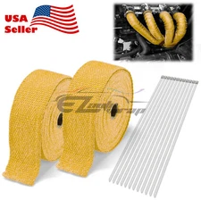 2 Rollx2" 50FT Yellow Exhaust Thermal Wrap Manifold Header Isolation Heat Tape