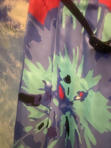 NWOT! RED MultiColor Midi Dior Pleated Dress Blue Floral Stripe Sz 6, 38 - Picture 15 of 16