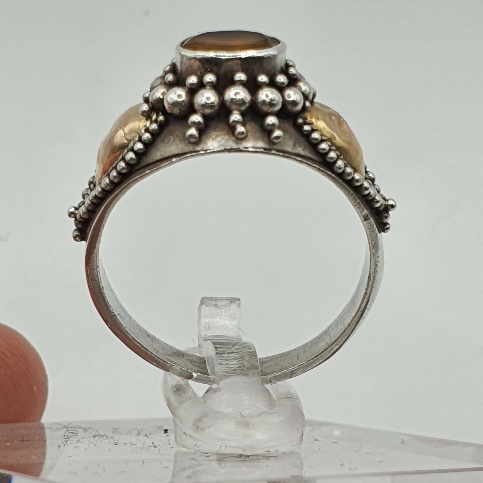 Photo 2 of Sterling Silver Citrine Ring Size P/Q Vintage 4.5gram (R87)