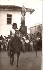 Pretty Woman on Horse Antonia Santos Monument Socorro Colombia RPPC Postcard