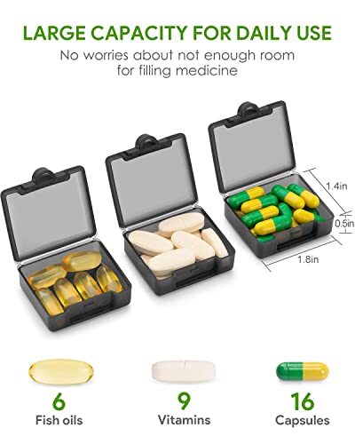 Small Pocket Pill Case3 Pack Barhon Daily Single Pill Box Organizer Portable ... - Picture 2 of 8
