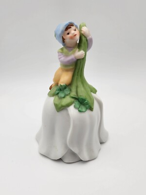 Vintage Avon Porcelain Bell - Good Luck Dinner Bell - Elf On Flower - 1983